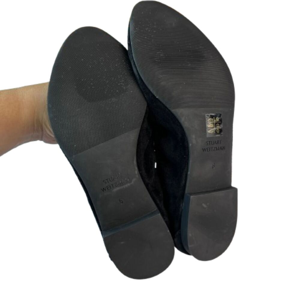 NWOB Stuart Weitzman Gabby Scrunch Black Suede Leather Flats Size US 6B - Picture 3 of 4